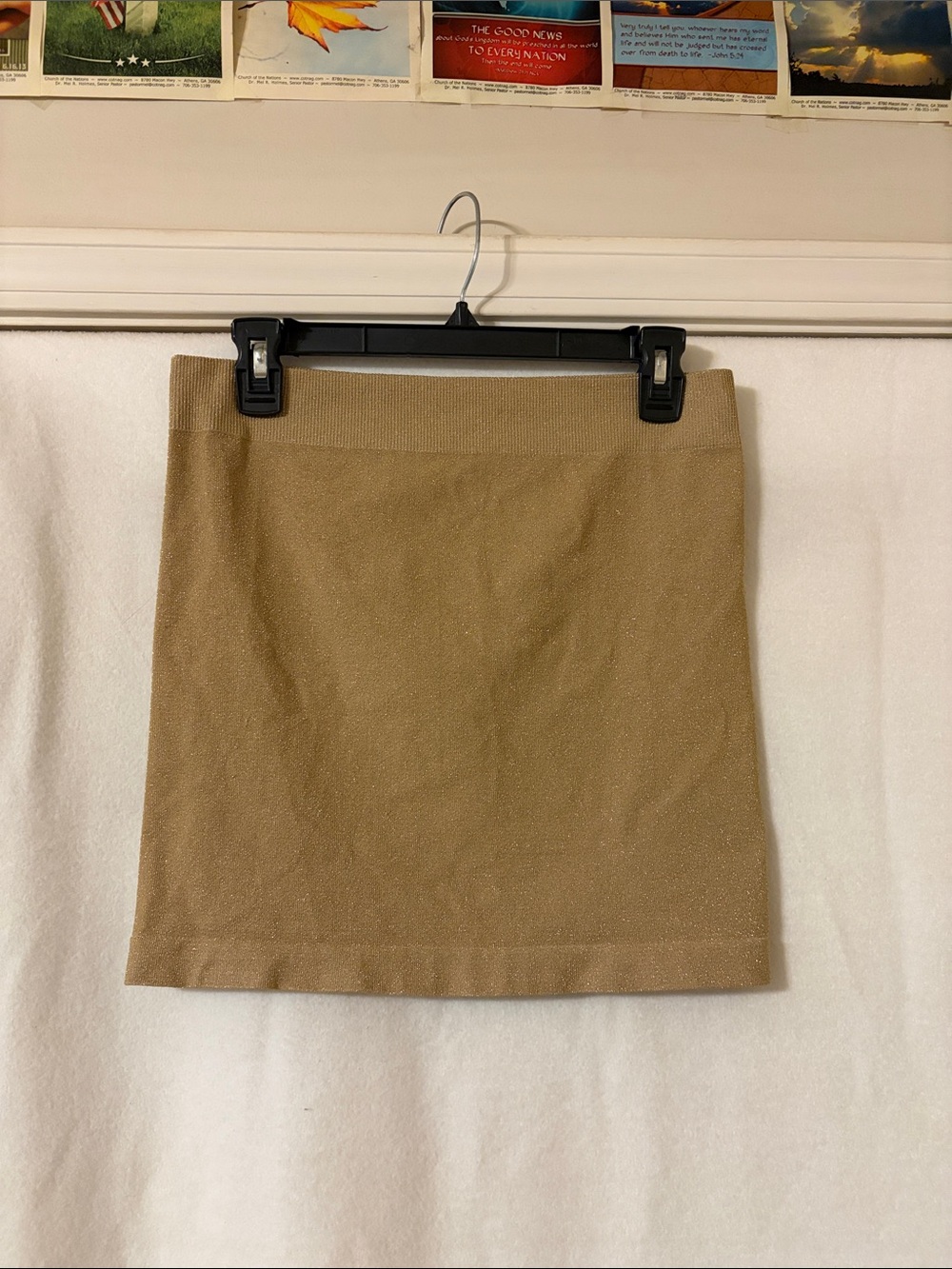 No Boundaries Gold/ Tan Sparkling Knit Mini Skirt